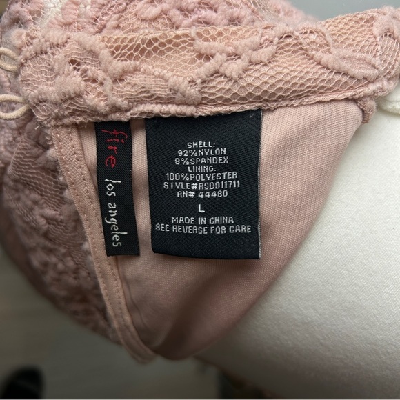 Fire Los Angeles Long Sleeve Floral Lace Knee Length Dress Fully Lined Junior L - Picture 7 of 10